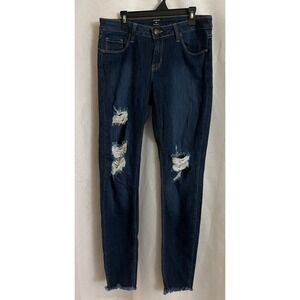 JUST BLACK Women's Size 30  Dark‎ Blue Denim Distressed Skinny Jeans Stretch